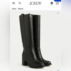 J. Crew Black Stack-heeled Leather Riding Boots